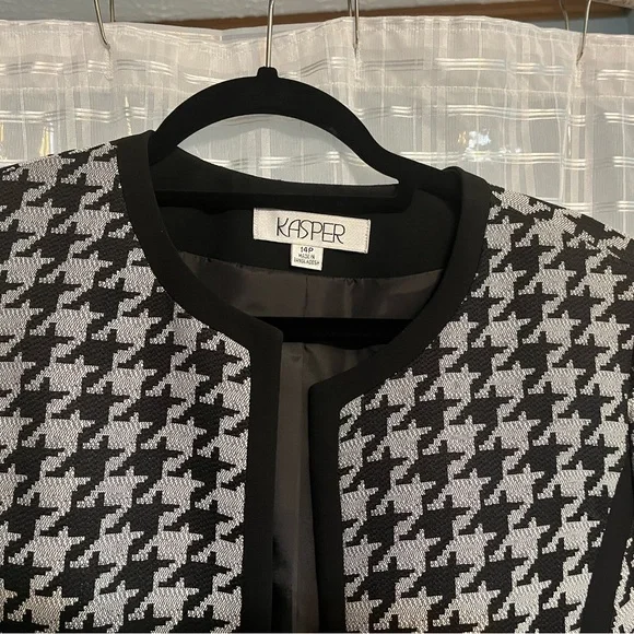 Kasper Houndstooth Steel Grey and Black Suit Jacket Blazer - Picture 2 of 3
